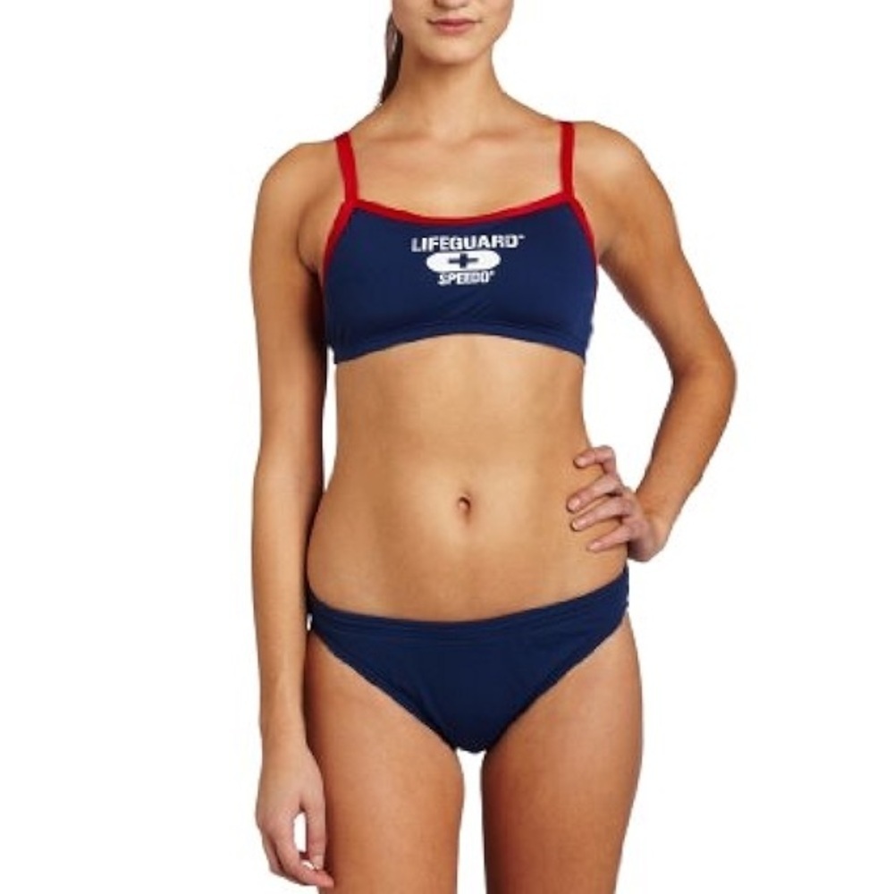 New Speedo Navy Blue Lifeguard Two-Piece Flyback Swimsuit | Women’s Size 14